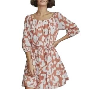 Elizabeth and James Burnt Orange Day Glow Tie Dye casual Dress sz large floral